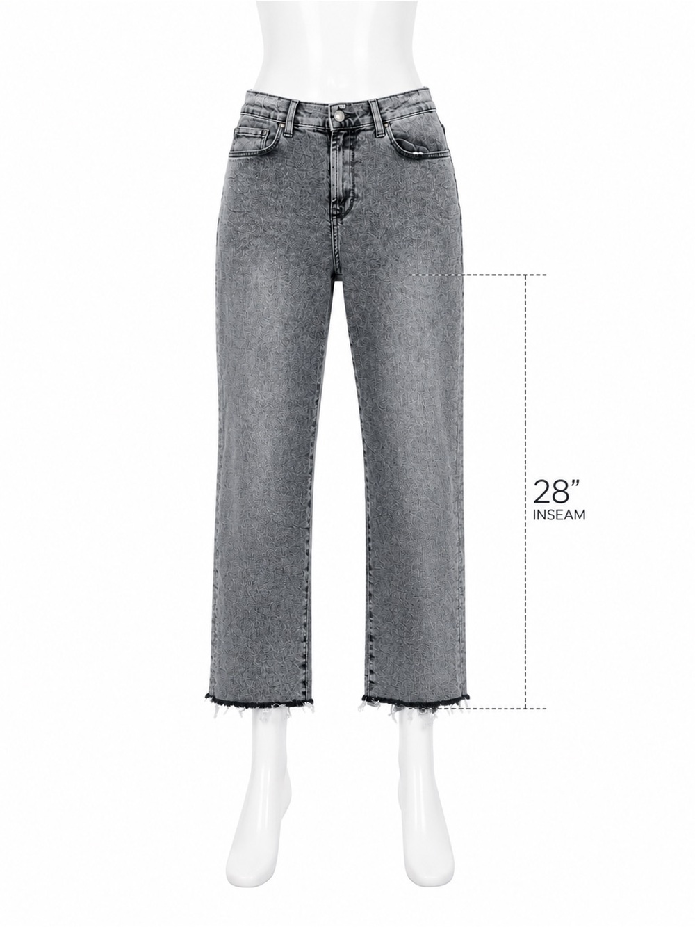 Kensie Juliet High Rise Slim Jeans Gray Acid Wash Raw Hem Size 8/29